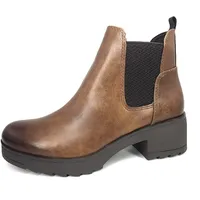 Marco Tozzi Damen Schuhe Chelsea Boots Blockabsatz Stiefeletten Stiefel Braun 37