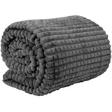 BestLivings Kuscheldecke-Kissen Set - Jacquard-Flannel Anthrazit 150x200 cm