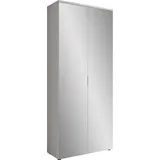 HBZ Lincoln 80 x 190 x 35 cm mit Spiegel, 9 Einlegeböden, 2 feste Böden weiß