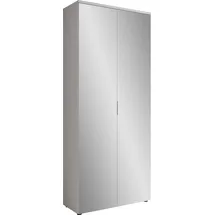 HBZ Lincoln 80 x 190 x 35 cm mit Spiegel, 9 Einlegeböden, 2 feste Böden weiß