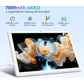 ANTEMPER Tablet 10 Zoll mit Tastatur und Stift | 16GB RAM+128GB ROM (1TB TF) Android 12 2023 Neueste Tablet PC | MTK Octa-Core 2.0GHz | 5G WIF | 13MP | 7000mAh Akku | GMS Zertifiziert, Silber