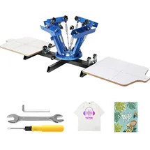 Vevor Siebdruckpresse T-Shirt Siebdruckmaschine 4 Farben 2 Stationen, T-Shirtpresse, Hitzepresse Transferpresse DIY Ausrüstung Drucker, Textildruck Kleidung, Kissenbezüge, Gepäckstücke usw.