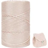 ZHANGXIAOMIN Polyester Garn 3mm X 225m,Makramee Garn 3mm,Makramee Band,Polypropylene Yarn,Geflochten Makramee Schnur Farbig,garn Zum Häkeln Für Stricken,Dekoration DIY Handwerk (Beige)