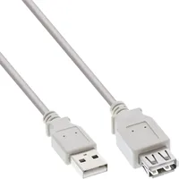 InLine InLine® USB 2.0 Verlängerung, Stecker / Buchse, Typ A, beige/grau, 2m