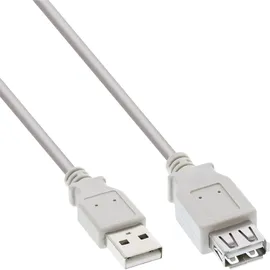 InLine InLine® USB 2.0 Verlängerung, Stecker / Buchse, Typ A, beige/grau, 2m