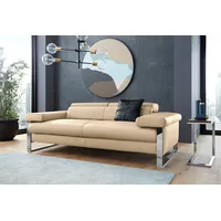 2-Sitzer W.SCHILLIG "finn" Sofas Gr. B/H/T: 210 cm x 71 cm x 106 cm, Stoff S37, ohne Kopfteilverstellung-ohne Sitztiefenverstellung, beige (sahara s37) 2-Sitzer Sofas German Design Award 2016, Fußgestell Chrom glänzend, Breite 210 cm