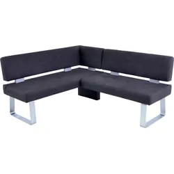 Eckbank K+W KOMFORT & WOHNEN "Santos II", schwarz, B:180cm H:87cm T:157cm, 100% Polyester, Sitzbänke, gepolstert, Eckbank, wahlweise langer Schenkel 180cm rechts oder links