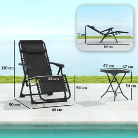 Outsunny Sonnenliegen-Set 90 x 65 x 110 cm Schwarz