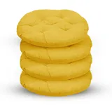 RANJIMA 4er Set Stuhlkissen, Ø 40cm Rund Sitzkissen Stuhl Stuhlkissen Bodenkissen Rundes Outdoor Indoor für Esszimmer Wohnzimmer Studierzimmer Gartenstuhl Sitzpolster Stuhl Kissen,Gelb