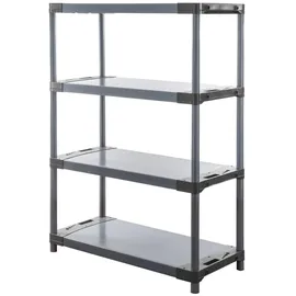 Proregal Kunststoffregal Grey Bear Low HxBxT 138x110x46cm, Fachlast 120kg, Grau Kunststoff, 110x138x46 cm Wohnzimmer, Regale