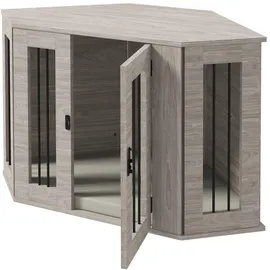 PawHut Hundehütte mit Kissen 104 x 55 x 63 cm Stahl Walnuss