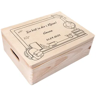 Creative Deco Personalisiert Einschulung Geschenk | Junge/Mädchen Schulanfang Geschenke | Einschulungsgeschenke Erster Schultag | Schultüte Holzkiste Erinnerungsbox | für 1. und 5. Klasse | Deko