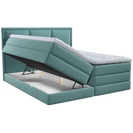 Roller Boxspringbett - türkis - H2/H3 - Bettkasten - inklusive Topper - 180x200 cm