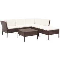 NITCA 6-TLG Polyrattan Lounge, Gartenmöbel Set, Balkonlounge Rattan, Gartensofa, Balkon Sofa, Balkon Möbel inkl. Sitzkissen, Gartenlounge Outdoor, für Garten, Balkon Braun