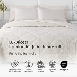 Homescapes Winterbettdecke, Schurwolle 150/200 cm,