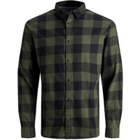 JACK & JONES 12181602 Hemd Slim Fit Freizeithemd aus Twill Modell 'Gingham' Dunkelrot, XXL