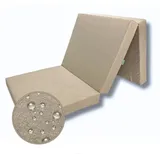 FORTISLINE Klappmatratze 195x80x9 cm - 3-teilige Faltmatratze - klappbare Gästematratze - Campermatratze mit wasserfestem Outdoor-Bezug - Würfelmatratze - Gästebett - Wohnwagenmatratze - Beige