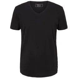 Tom Tailor Denim Herren T-Shirt V-NECK Regular Fit Regular Fit Schwarz 29999 XS