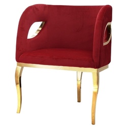 Casa Padrino Luxus Samt Sessel Rot / Gold 78 x 55 x H. 59 cm - Wohnzimmer Sessel - Hotel Sessel - Wohnzimmer Möbel - Luxus Möbel - Wohnzimmer Einrichtung - Luxus Einrichtung - Möbel Luxus
