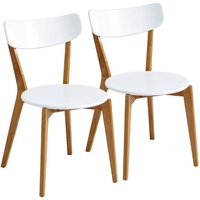 Livetastic Stuhl-Set, Natur, Weiß, Holz, Kautschukholz, massiv, eckig, 46x78x55.5 cm, abwischbar, Esszimmer, Stühle, Esszimmerstühle