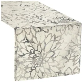 sander table + home Tischdecke Tischläufer "Dolce", Blumen grau|silberfarben 50 cm x 140 cm