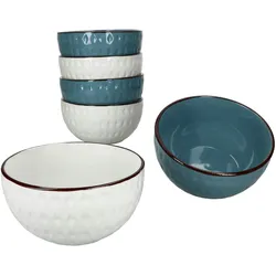 6x Rome blau & weiß Müslischalen 550ml Salat Oat-Bowl Dessert-Schüssel Porridge