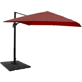 MCW MCW, Sonnenschirm, 3x4m (Ø5m) Polyester/Alu 26kg ~ bordeaux mit Ständer