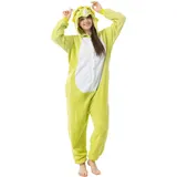 Katara 1744 -Dinosaurier grün Kostüm-Anzug Onesie/Jumpsuit Einteiler Body für Erwachsene Damen Herren als Pyjama oder Schlafanzug Unisex - viele Verschiedene Tiere