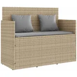 vidaXL Gartenbank Poly Rattan mit Kissen Beige