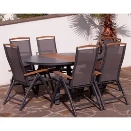 aleos Gartengarnitur Ausziehtisch 120-160 x 75 cm Grau