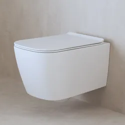ALLUVION Mars Wand-WC Tiefspüler ohne Spülrand inkl. WC-Sitz, Badkeramik, bianco lucido