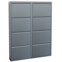 ebuy24 Schuhschrank Pisa Schuhschrank mit 8 Klappen/Türen in Metall gr grau