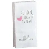 10 x 10 Taschentücher 'Schön, dass du da bist - Für die Freudentränen' GRAU-ROSA zur Hochzeit, Taufe oder Kommunion