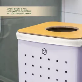 ELUNO eckige Wäschetonne, Wäschekorb, Wäschesammler mit waschbarem Wäschesack und abnehmbaren Deckel, 50 Liter Fassungsvermögen für Schlafzim...
