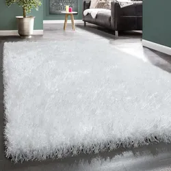 Hochflor-Teppich PACO HOME "Glamour 300" Gr. 2, weiß, B:80cm H:70mm L:150cm, Polyester, Teppiche, Uni Farben, mit weichem Glanz Garn, auch als Läufer erhältlich