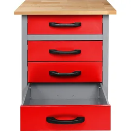 Ondis24 Werkstatt-Set Metall 240 cm rot/grau höhenverstellbar