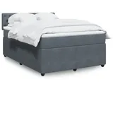 vidaXL Boxspringbett mit Matratze Dunkelgrau 140x200 cm Samt