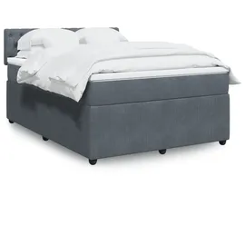 vidaXL Boxspringbett mit Matratze Dunkelgrau 140x200 cm Samt