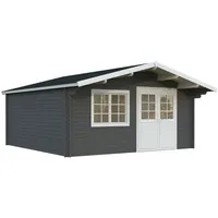Palmako Gartenhaus Britta 22,3 m2 - 40 mm dunkelgrau/weiß