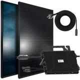 SUNNIVA Balkonkraftwerk 1196W/800W komplett Steckdose, (ASTRO-ENERGY 800W Wechselrichter, PV Solaranlage Komplettset, 2x 460W BIFAZIAL, FULL BLACK, Glas-Glas Solarmodule, inkl.5m Kabel, Bluetooth) schwarz