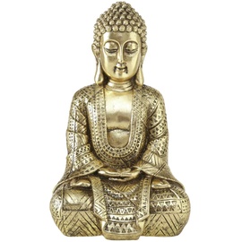 Boltze Buddha Figur sitzend (Höhe 30 cm, Statue aus Kunstharz gold, Feng-Shui Deko, Dekoration / Geschenkidee, für Innen- / Außenbereich) 1016132