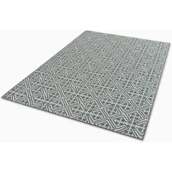 Teppich "Parkland 6351 222", blau (türkis), B:120cm H:5mm L:180cm, Kunstfaser, SCHÖNER WOHNEN-KOLLEKTION, Teppiche, In- und Outdoor geeignet, eleganter Flachflorteppich