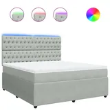 vidaXL Boxspringbett mit Matratze Hellgrau 180x200 cm Samt