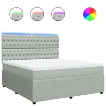 vidaXL Boxspringbett mit Matratze Hellgrau 180x200 cm Samt