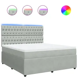vidaXL Boxspringbett mit Matratze Hellgrau 180x200 cm Samt