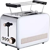 Schäfer Toaster Retro 2-Scheiben Toaster Toastautomat 850 Watt weiß rosegold