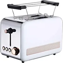 Schäfer Toaster Retro 2-Scheiben Toaster Toastautomat 850 Watt weiß rosegold