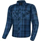 SHIMA RENEGADE MEN Motorrad Hemd - Verschleißfest Baumwolle Karierte Motorradjacke Herren mit CE Protektoren, FiberQL Aramid und Kühlungsschicht Reißverschluss (RENEGADE 2, Blau,