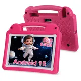 oyajia Kinder-Tablet, 10.1” Android 15 Tablet für Kinder, 8GB RAM 64GB ROM Tablet (10.1", 64 GB, Quad Core, mit stoßfester Hülle, Bluetooth, WLAN, Kindersicherung, Dual-Kamera) rosa