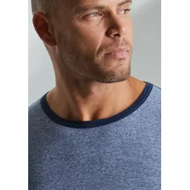 CLIPPER Unterhemd CLIPPER EXCLUSIVE, Herren, Gr. 4, 2 Stk., N-Gr, blau (marine), Single Jersey, Obermaterial: 100% Baumwolle, meliert, körpernah, Rundhals, Unterhemden Unterhemd, modische Optik: Jeans meliert, tolle Baumwoll-Qualität